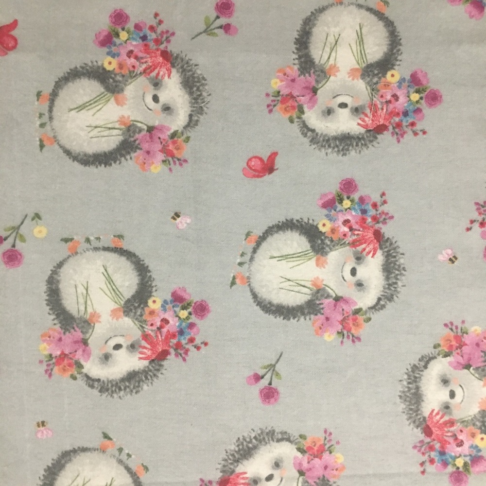 Cute flannel hedgehog face mask w/ filter pocket
